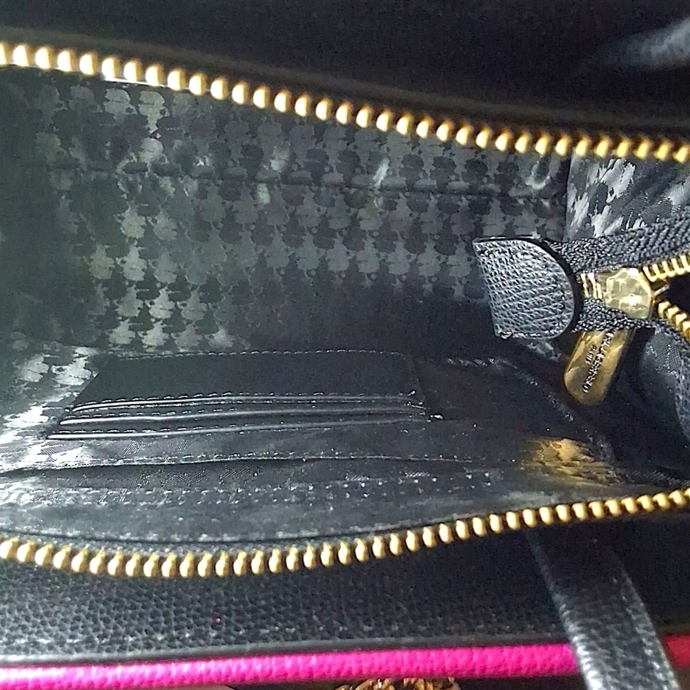 Karl Lagerfeld Paris Signature Hearts Satchel Crossbody โ Black/Fuchsia - Picture 10 of 15